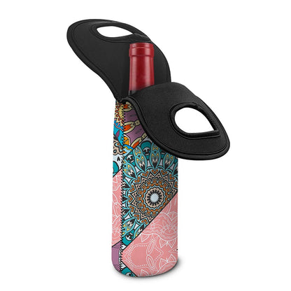 Patchwork Mandala Bohemian Pattern Print Single Neoprene Wine Tote