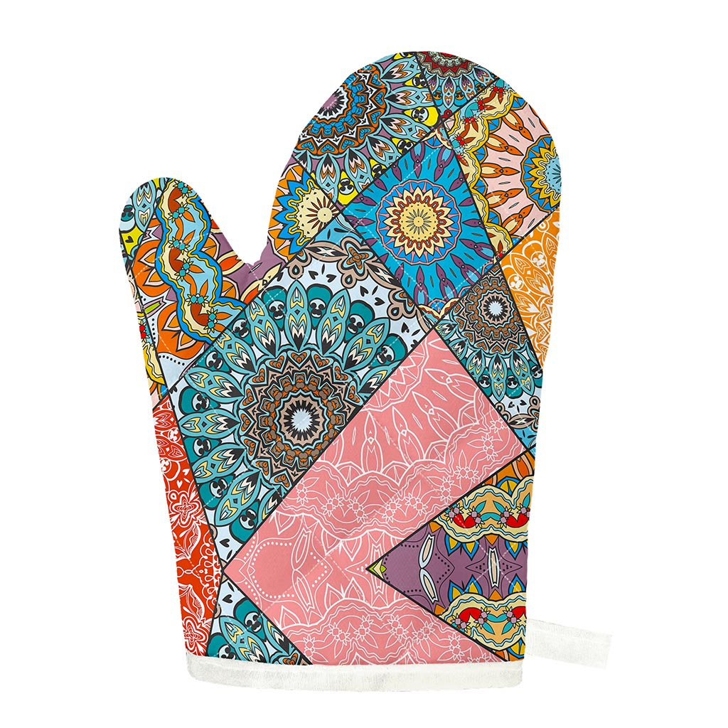 Patchwork Mandala Bohemian Pattern Print Single Oven Mitt