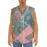 Patchwork Mandala Bohemian Pattern Print Sleeveless Baseball Jersey