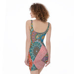 Patchwork Mandala Bohemian Pattern Print Sleeveless Bodycon Dress