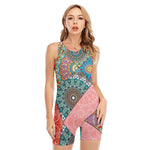 Patchwork Mandala Bohemian Pattern Print Sleeveless One Piece Swimsuit