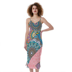 Patchwork Mandala Bohemian Pattern Print Slim Fit Midi Cami Dress