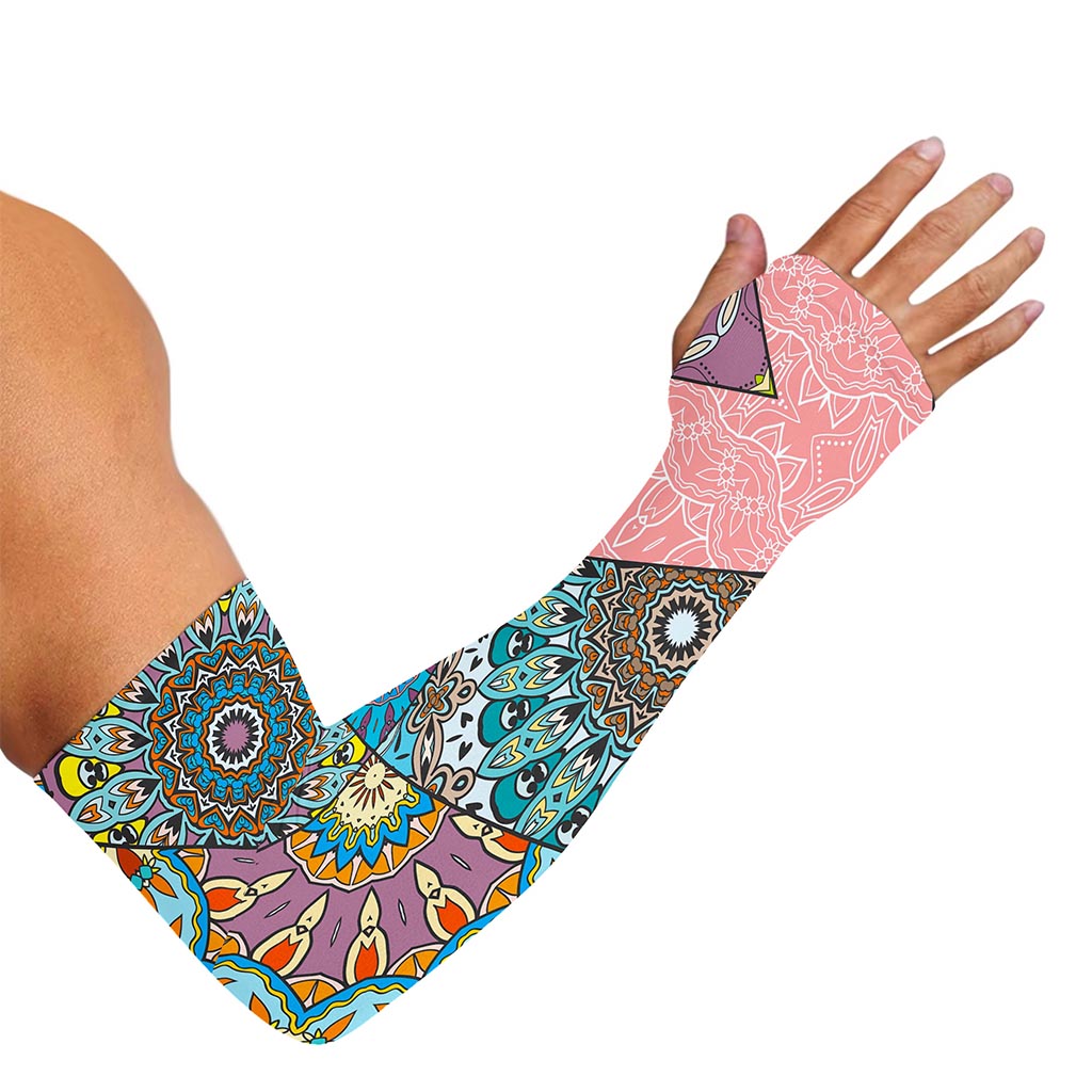Patchwork Mandala Bohemian Pattern Print Sun Protection Arm Sleeves