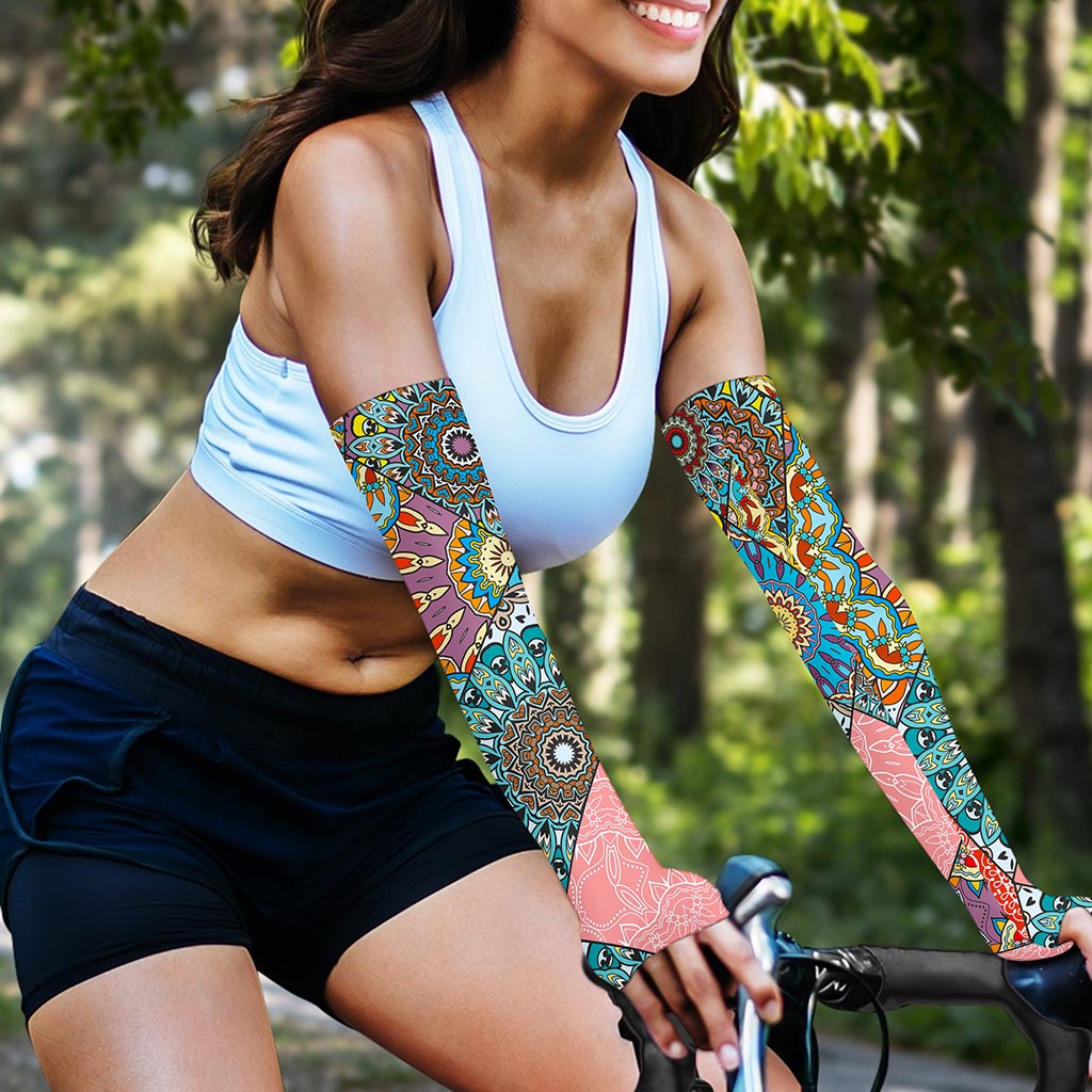 Patchwork Mandala Bohemian Pattern Print Sun Protection Arm Sleeves