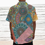 Patchwork Mandala Bohemian Pattern Print Textured Short Sleeve Shirt