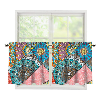 Patchwork Mandala Bohemian Pattern Print Tier Curtains
