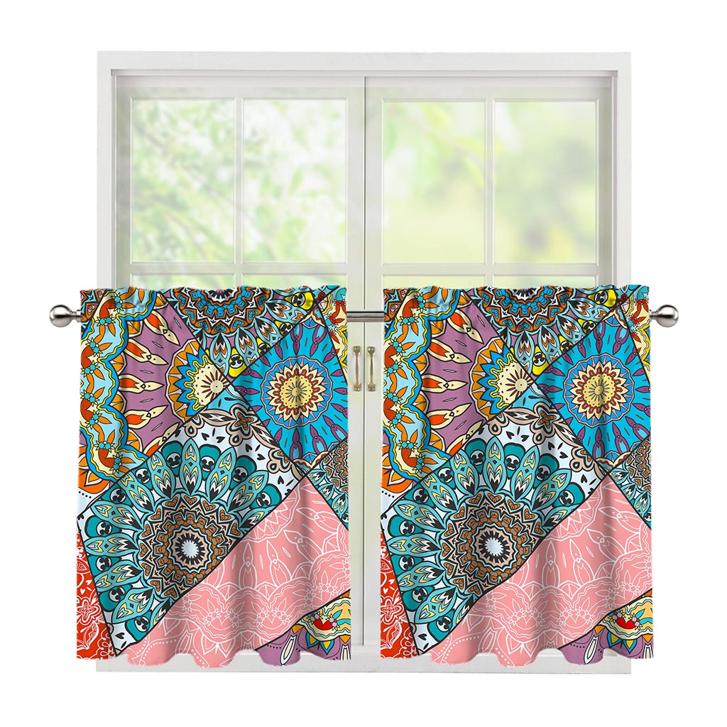 Patchwork Mandala Bohemian Pattern Print Tier Curtains