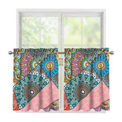 Patchwork Mandala Bohemian Pattern Print Tier Curtains