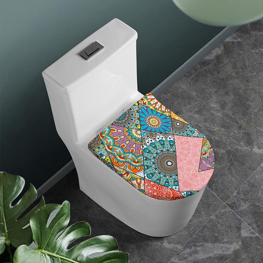 Patchwork Mandala Bohemian Pattern Print Toilet Lid Cover