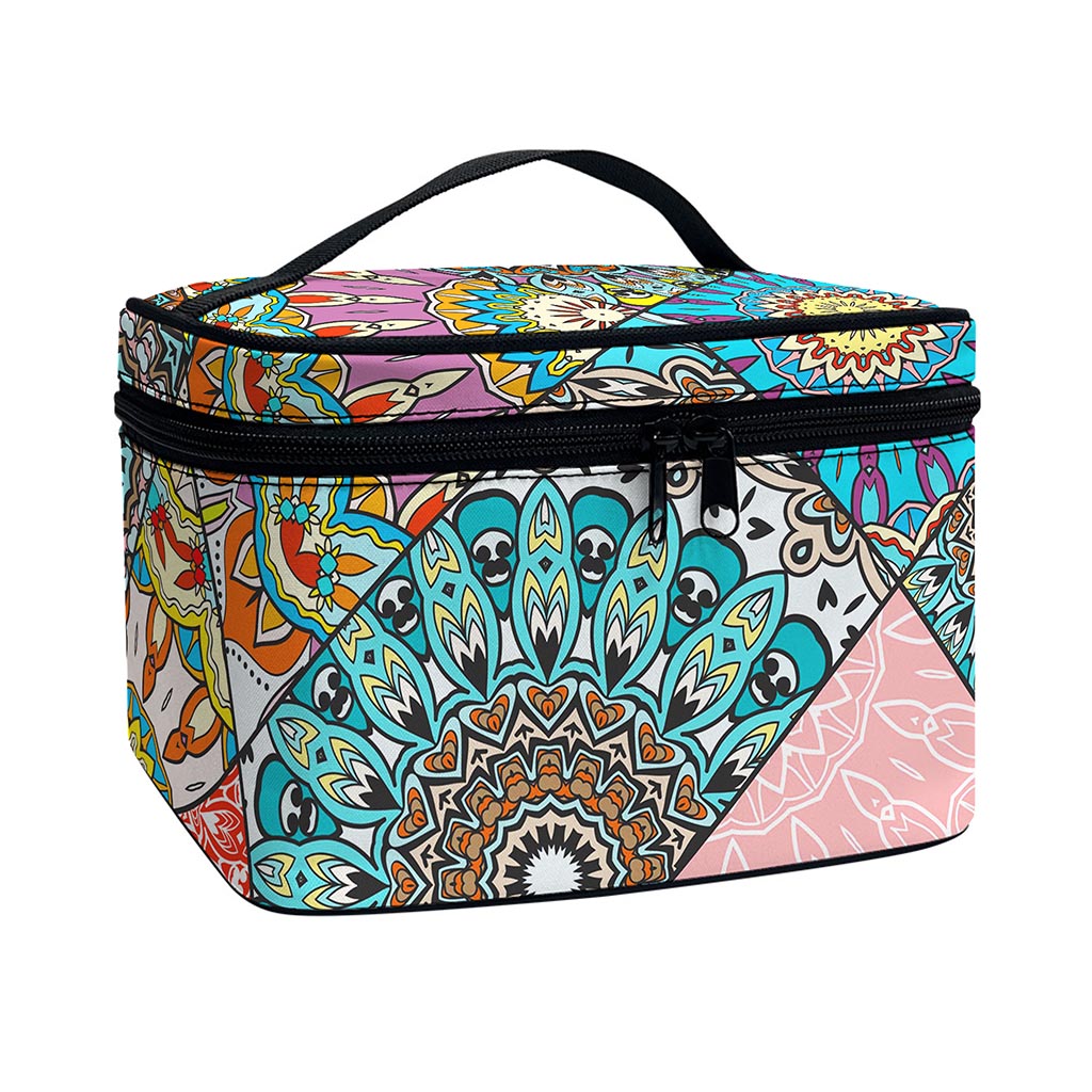 Patchwork Mandala Bohemian Pattern Print Travel Makeup Bag