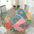 Patchwork Mandala Bohemian Pattern Print Waterproof Round Tablecloth