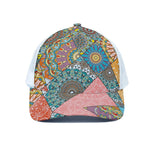 Patchwork Mandala Bohemian Pattern Print White Mesh Trucker Cap