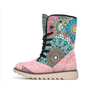 Patchwork Mandala Bohemian Pattern Print Winter Boots