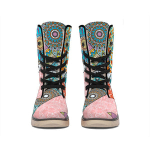 Patchwork Mandala Bohemian Pattern Print Winter Boots