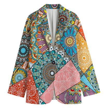 Patchwork Mandala Bohemian Pattern Print Women's Blazer