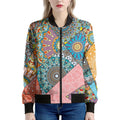 Patchwork Mandala Bohemian Pattern Print Women's Bomber Jacket