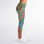 Patchwork Mandala Bohemian Pattern Print Women's Capri Leggings