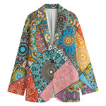 Patchwork Mandala Bohemian Pattern Print Women's Cotton Blazer