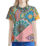 Patchwork Mandala Bohemian Pattern Print Women's Polo Shirt