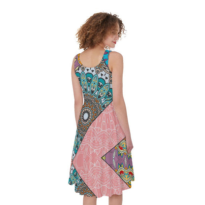 Patchwork Mandala Bohemian Pattern Print Women's Sleeveless Dress