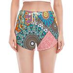 Patchwork Mandala Bohemian Pattern Print Women's Split Running Shorts