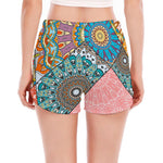Patchwork Mandala Bohemian Pattern Print Women's Split Running Shorts