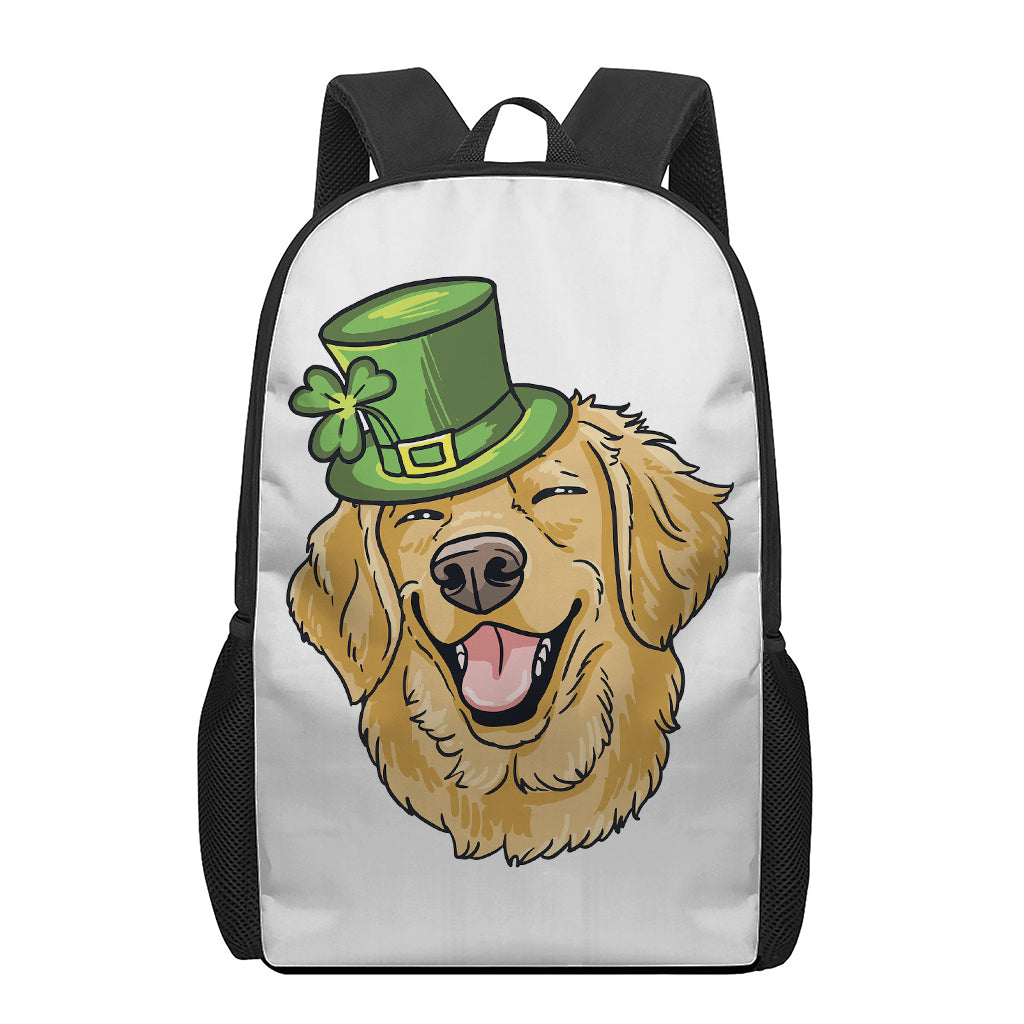 Patrick's Day Golden Retriever Print 17 Inch Backpack