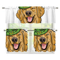 Patrick's Day Golden Retriever Print 3 Piece Kitchen Curtains