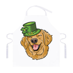 Patrick's Day Golden Retriever Print Adjustable Apron