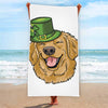 Patrick's Day Golden Retriever Print Beach Towel