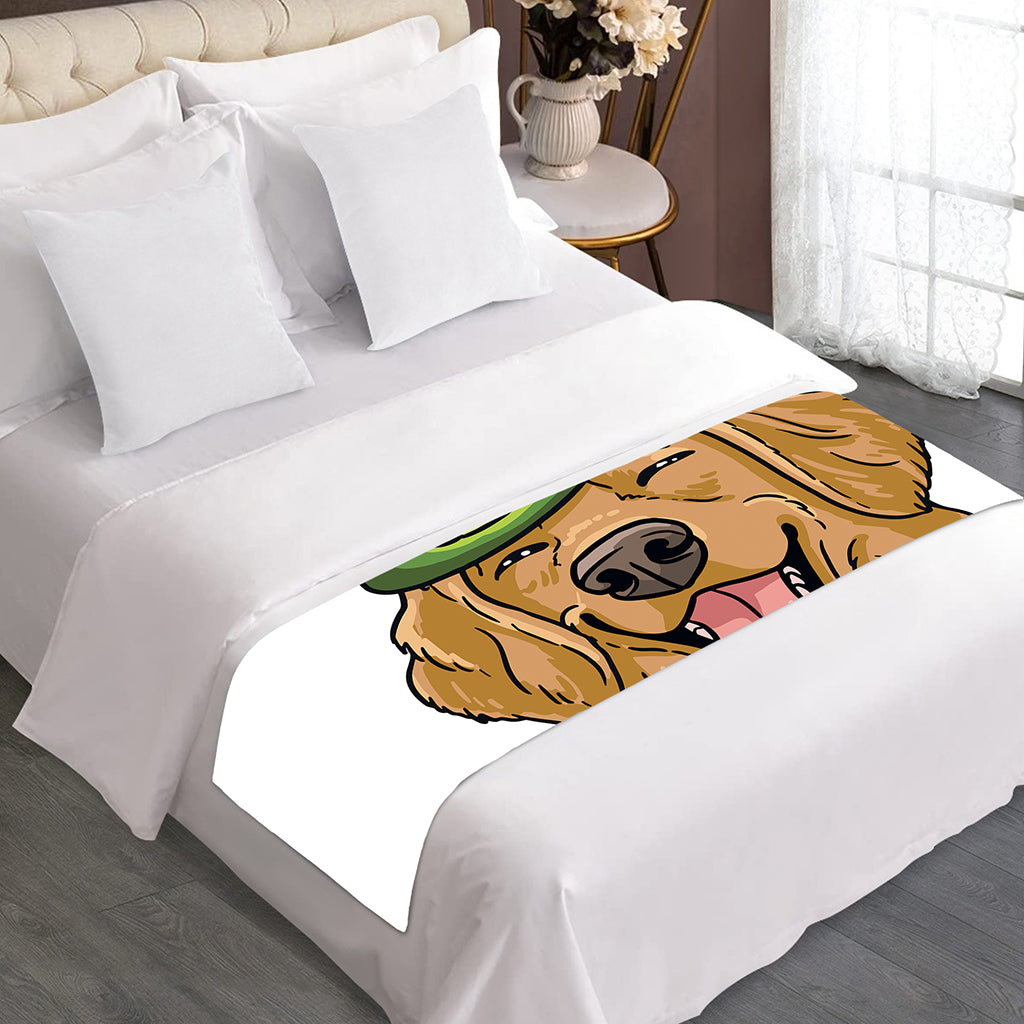 Patrick's Day Golden Retriever Print Bed Runner