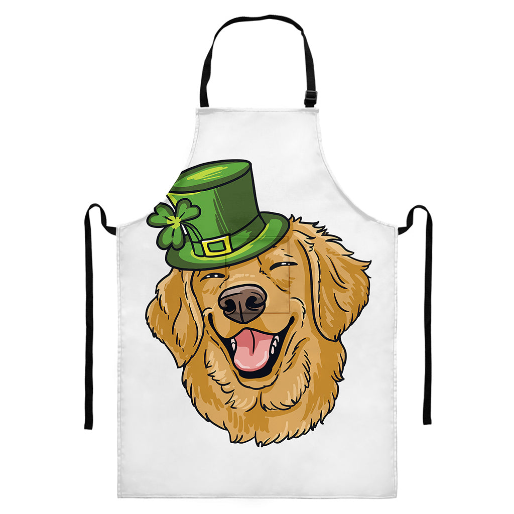 Patrick's Day Golden Retriever Print Bib Apron With Pocket