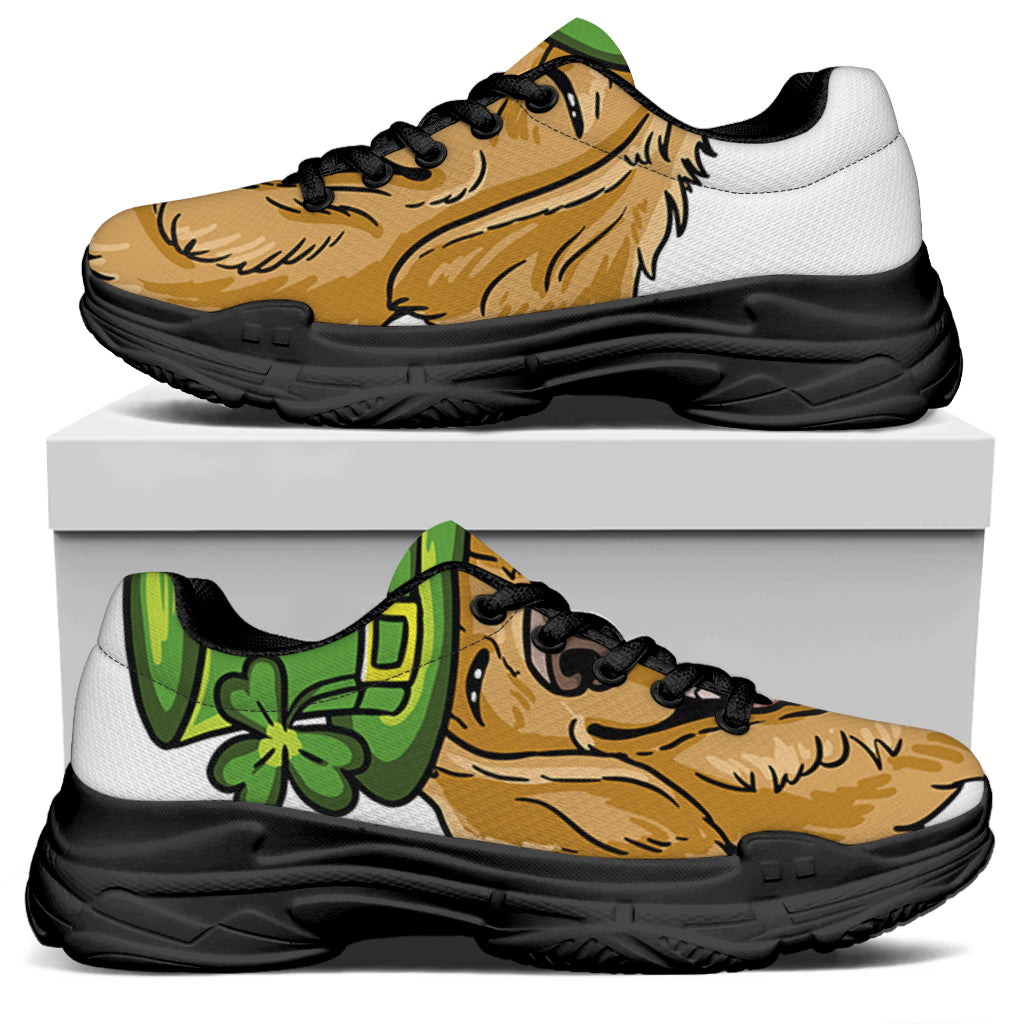 Patrick's Day Golden Retriever Print Black Chunky Shoes