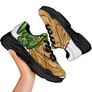 Patrick's Day Golden Retriever Print Black Chunky Shoes