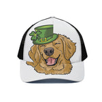 Patrick's Day Golden Retriever Print Black Mesh Trucker Cap