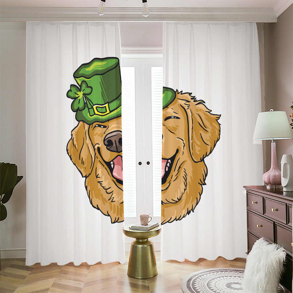 Patrick's Day Golden Retriever Print Blackout Pencil Pleat Curtains