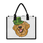 Patrick's Day Golden Retriever Print Canvas Tote Bag