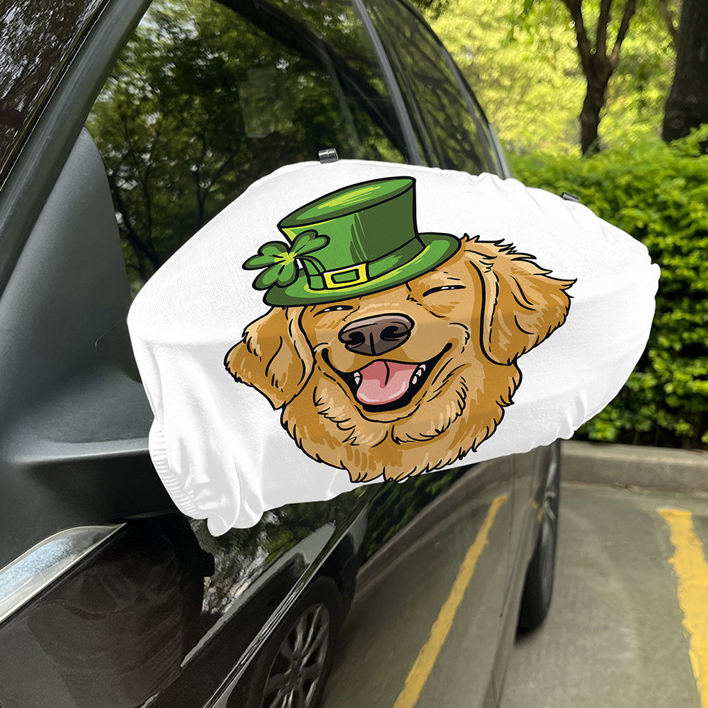 Patrick's Day Golden Retriever Print Car Side Mirror Covers