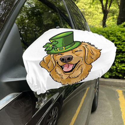 Patrick's Day Golden Retriever Print Car Side Mirror Covers