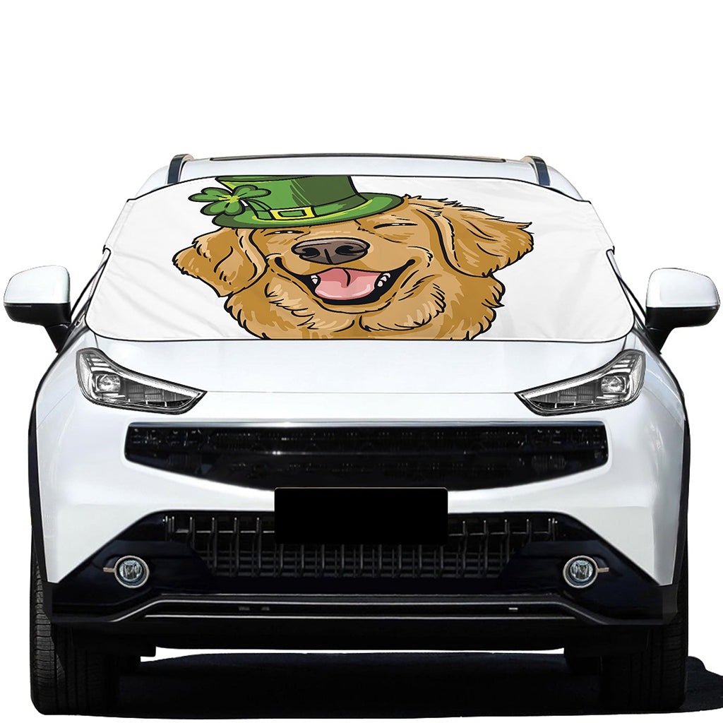 Patrick's Day Golden Retriever Print Car Windshield Snow Cover