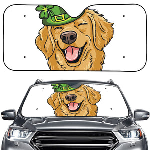 Patrick's Day Golden Retriever Print Car Windshield Sun Shade