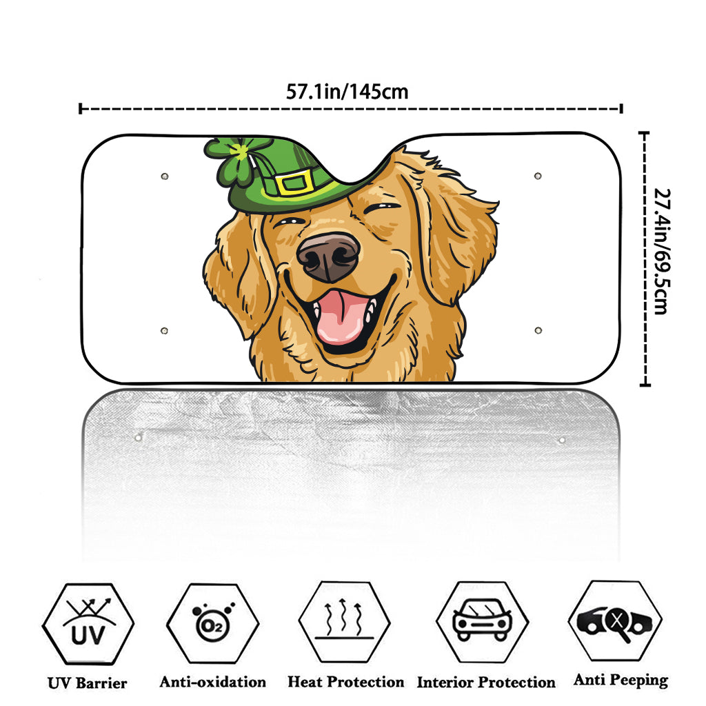 Patrick's Day Golden Retriever Print Car Windshield Sun Shade