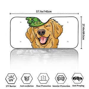 Patrick's Day Golden Retriever Print Car Windshield Sun Shade