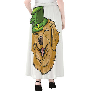 Patrick's Day Golden Retriever Print Chiffon Maxi Skirt