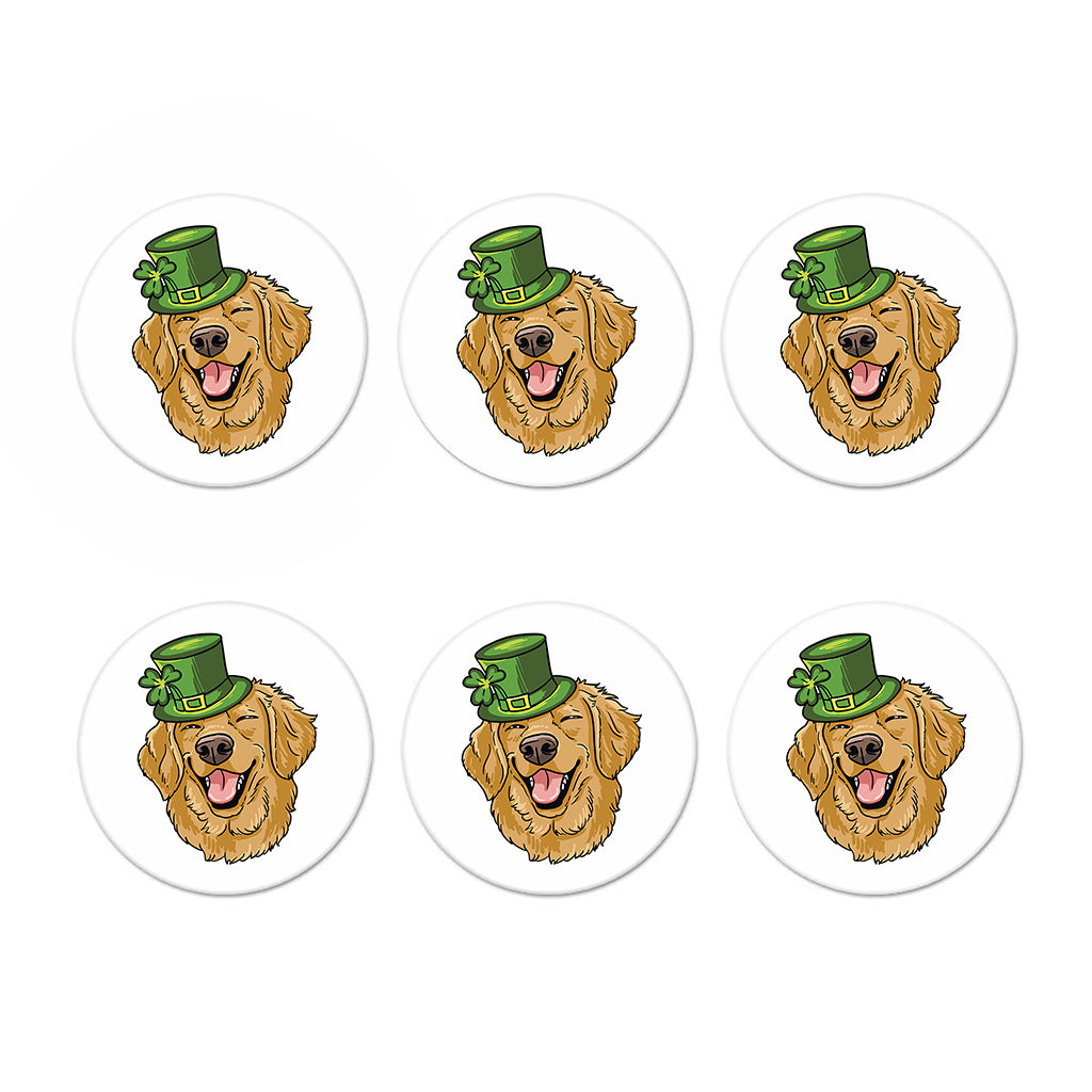 Patrick's Day Golden Retriever Print Coaster Set