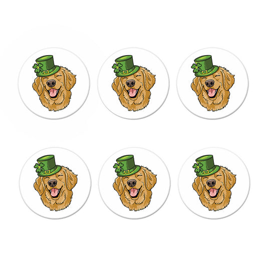 Patrick's Day Golden Retriever Print Coaster Set