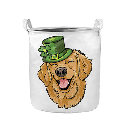 Patrick's Day Golden Retriever Print Collapsible Laundry Basket