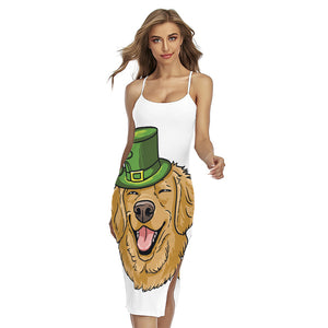 Patrick's Day Golden Retriever Print Cross Back Cami Dress