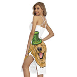 Patrick's Day Golden Retriever Print Cross Back Cami Dress