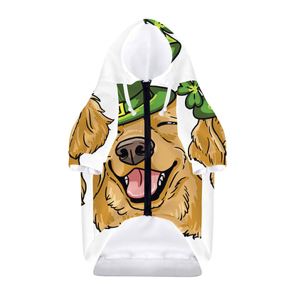 Patrick's Day Golden Retriever Print Dog Zip Up Hoodie